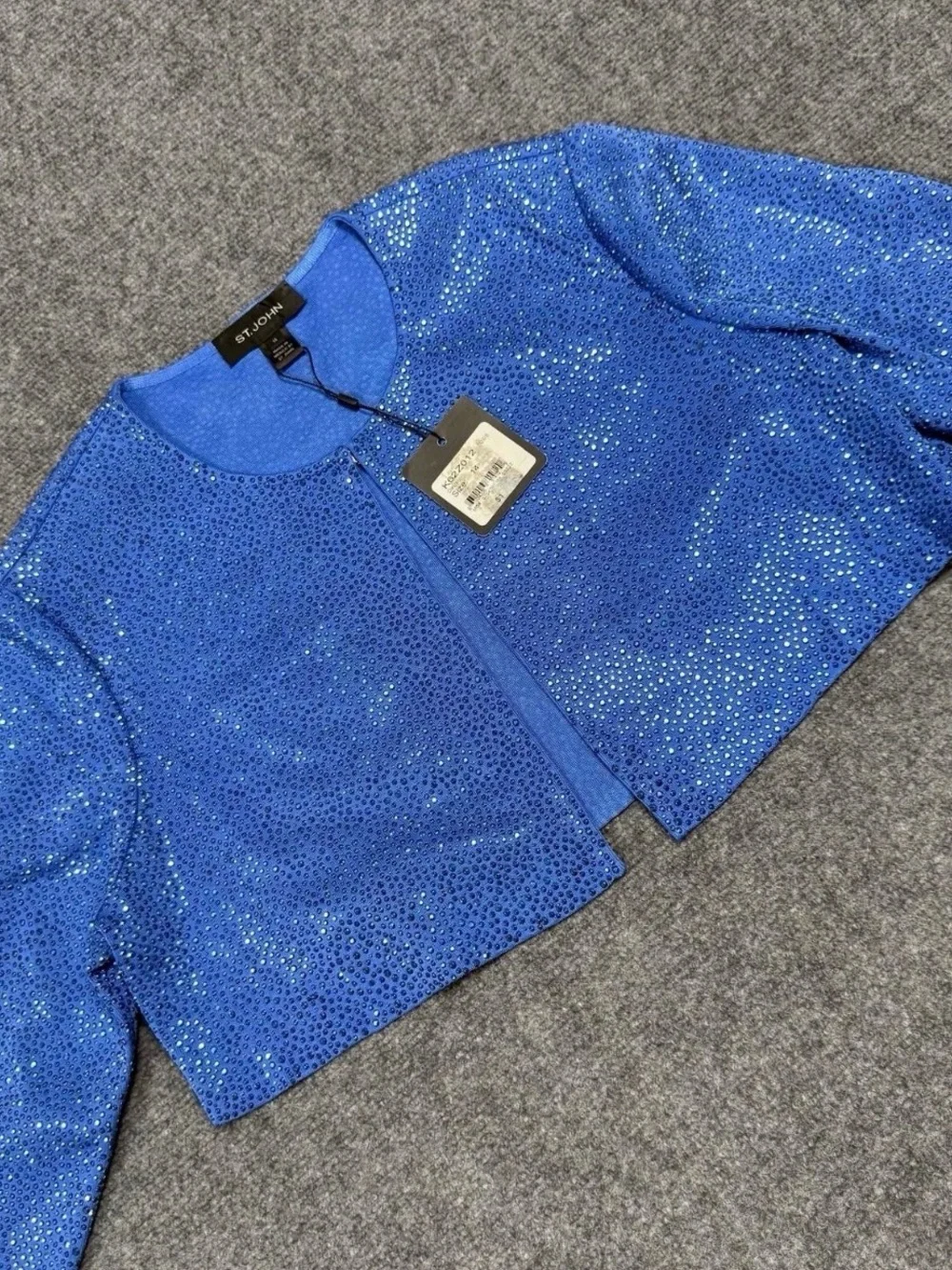 St. John Blue knit crop jacket Size 14